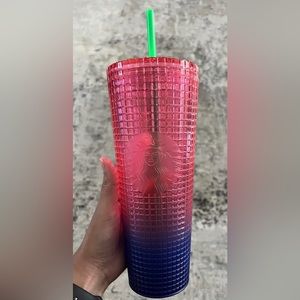 Starbucks Disco Grid Tumbler Venti Watermelon Pink Purple Ombré Gradient